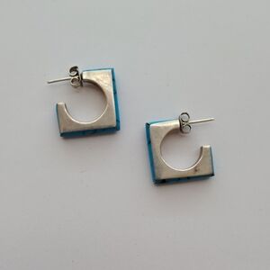 Silver and Turquoise Geometric Earrings